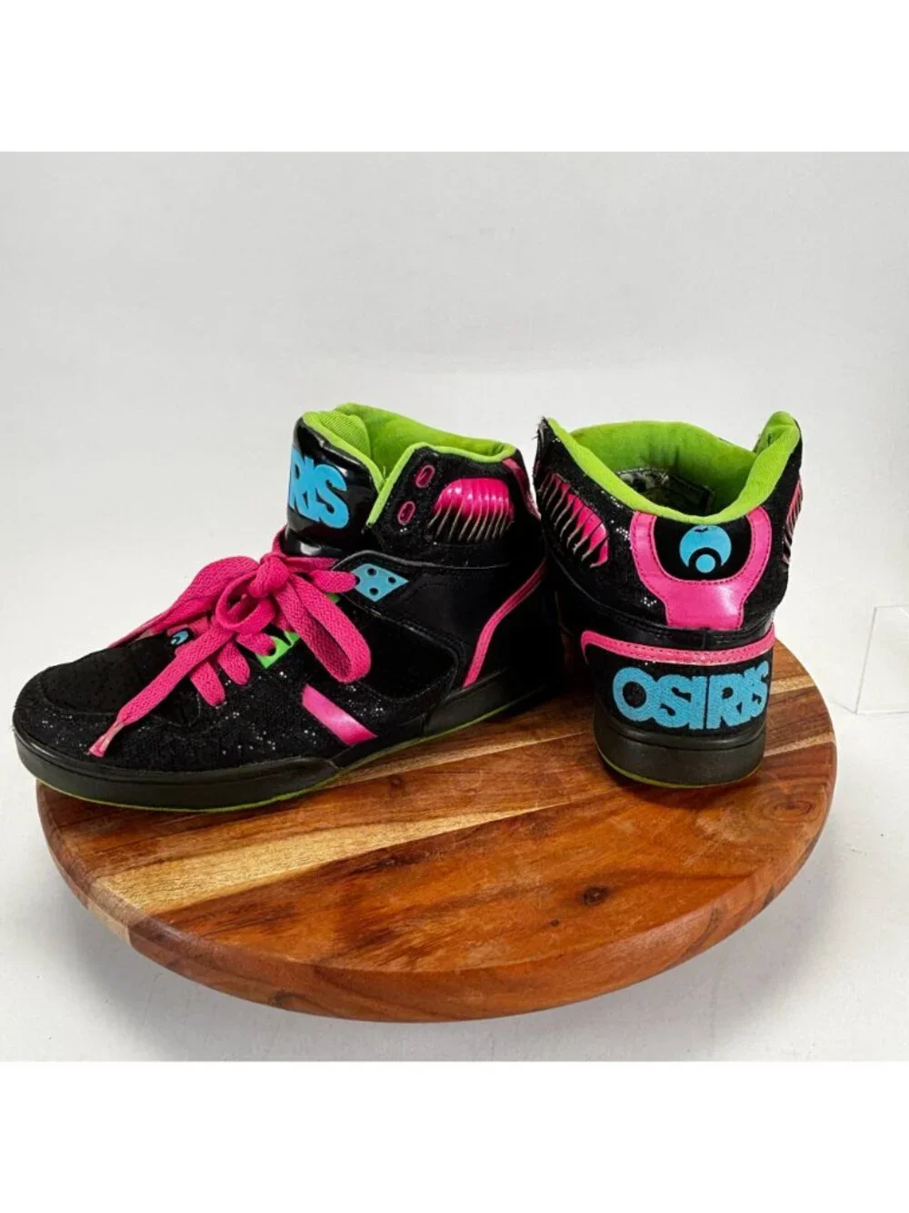 Osiris NYC 83 Womens Size 9 High-Top Sneakers Vintage Black Pink Green Shoes